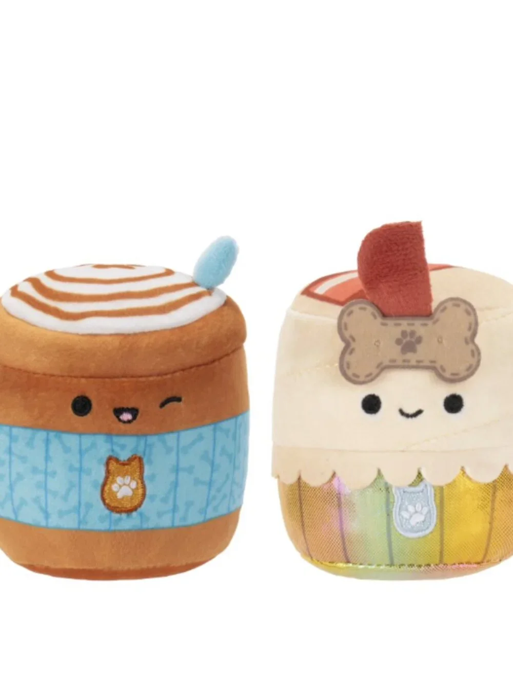 Squishmallows Chew Mees Deeku Latte & Lou-Lou Cupcake Squeaky Dog Toy 2-Pack